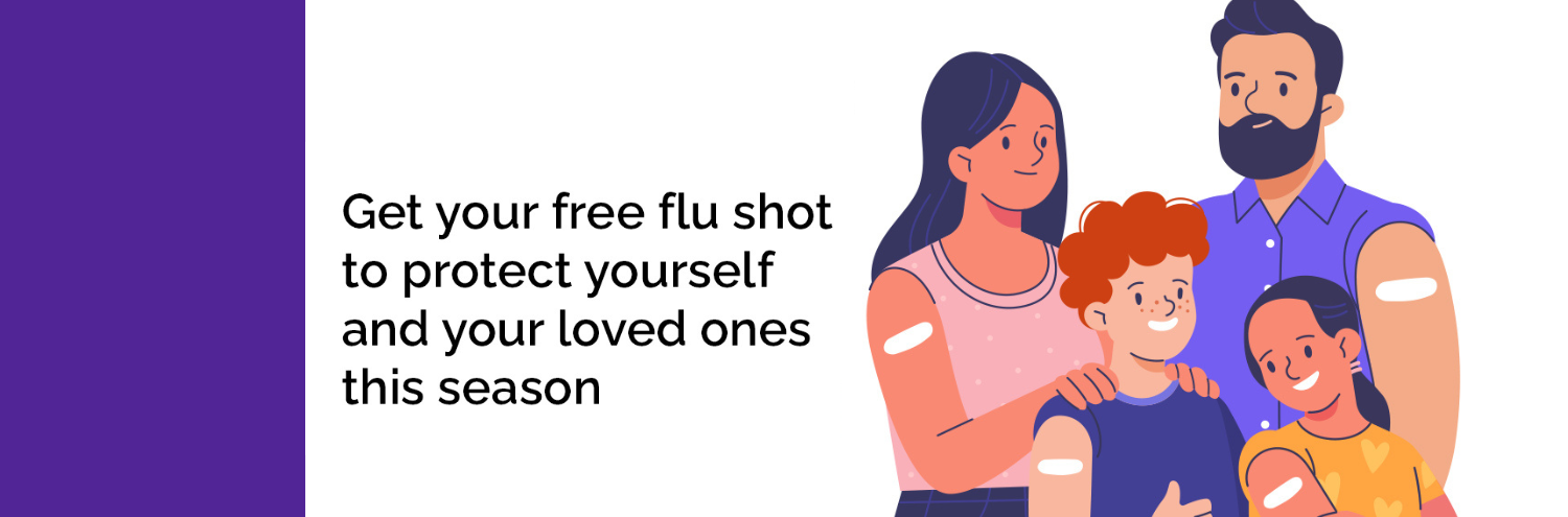 Illustration of two adults and two children with a band-aid on their arm.